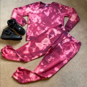 Custom bleach washed sweatpants reverse tie dye